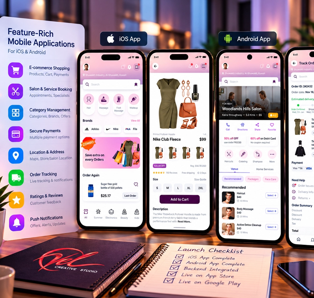 iOS & Android App Development — Concept — VEL Creative Studio